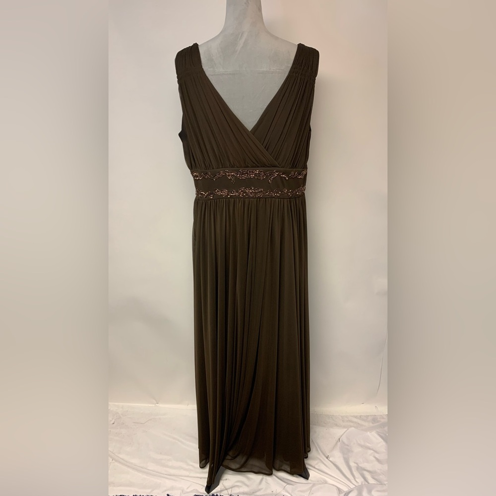 Collections by Laurea Gown Maxi Brown Prom Elegant Beads Formal Womens SZ 16W